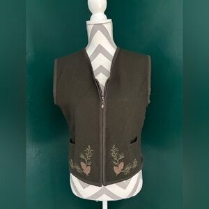 Woolrich Olive Green Embroidered Women's Vest